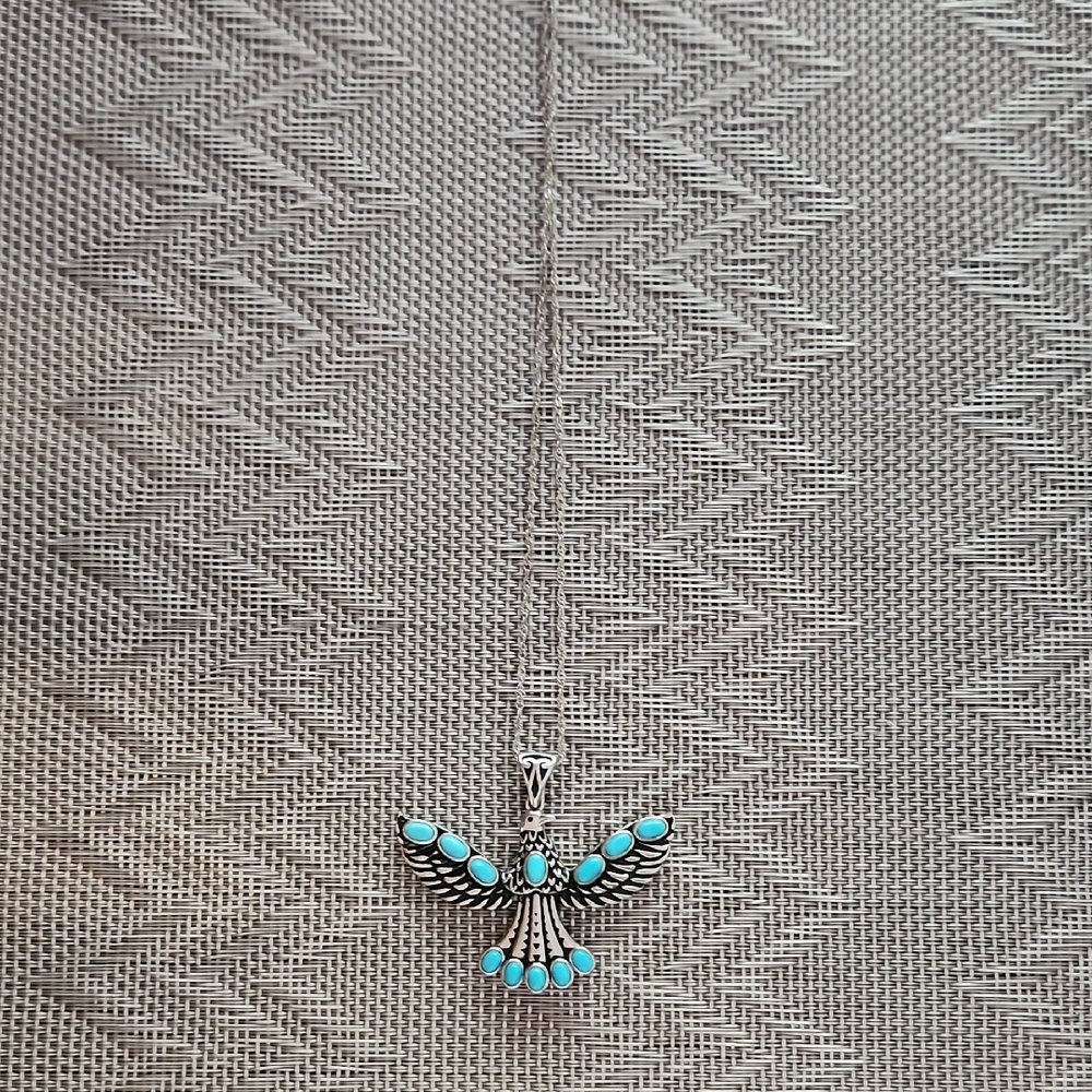 Silver and Turquoise Pendant Necklace